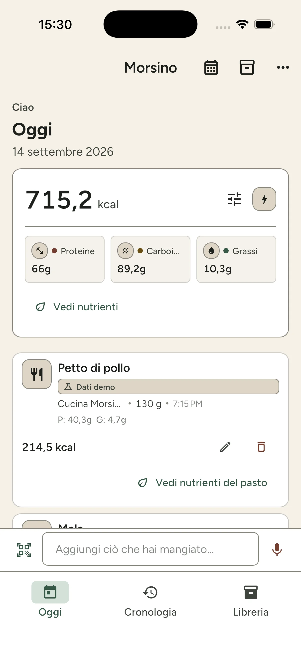 Interfaccia dell’app Morsino